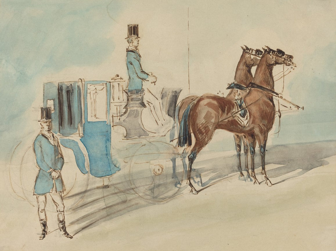 Carriage with Driver and Groom: Spring, vintage artwork by Constantin Guys, A3 (16x12") Poster Print