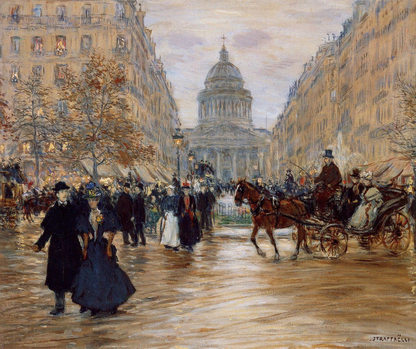 Boulevard Saint-Michel, vintage artwork by Jean-François Raffaëlli, 12x8" (A4) Poster