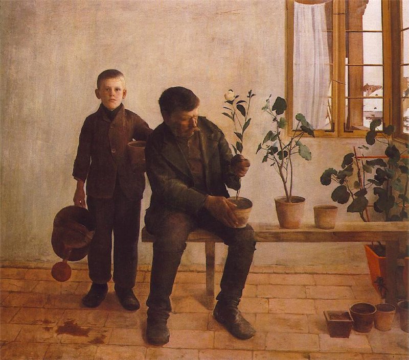 Gardeners, vintage artwork by Karoly Ferenczy, 12x8" (A4) Poster