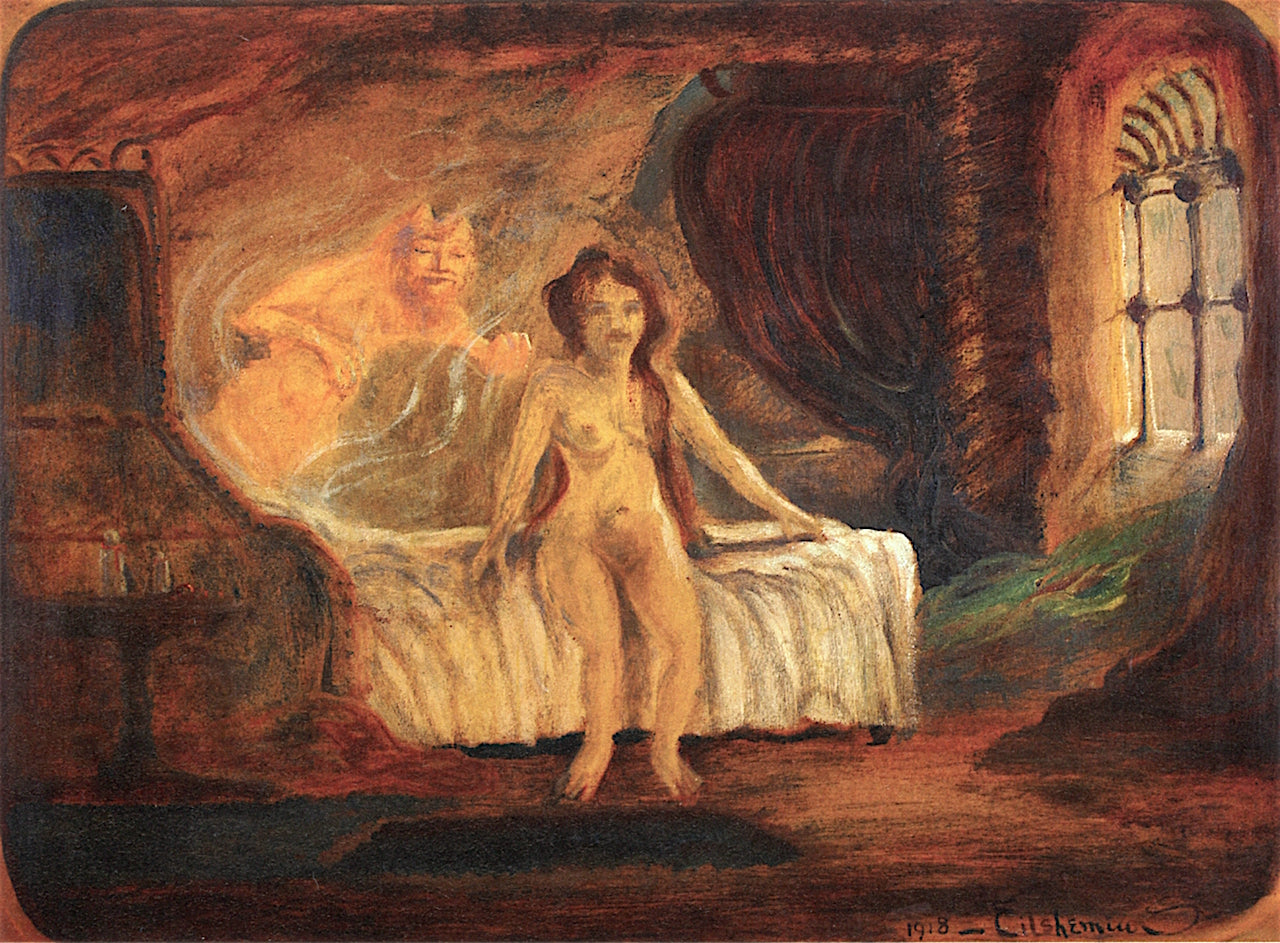 Dreaming of Temptation, vintage artwork by Louis M. Eilshemius, 12x8" (A4) Poster