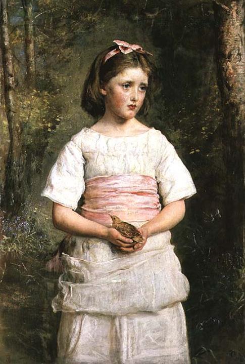 Dropped from the Nest, vintage artwork by Sir John Everett Millais, 12x8" (A4) Poster