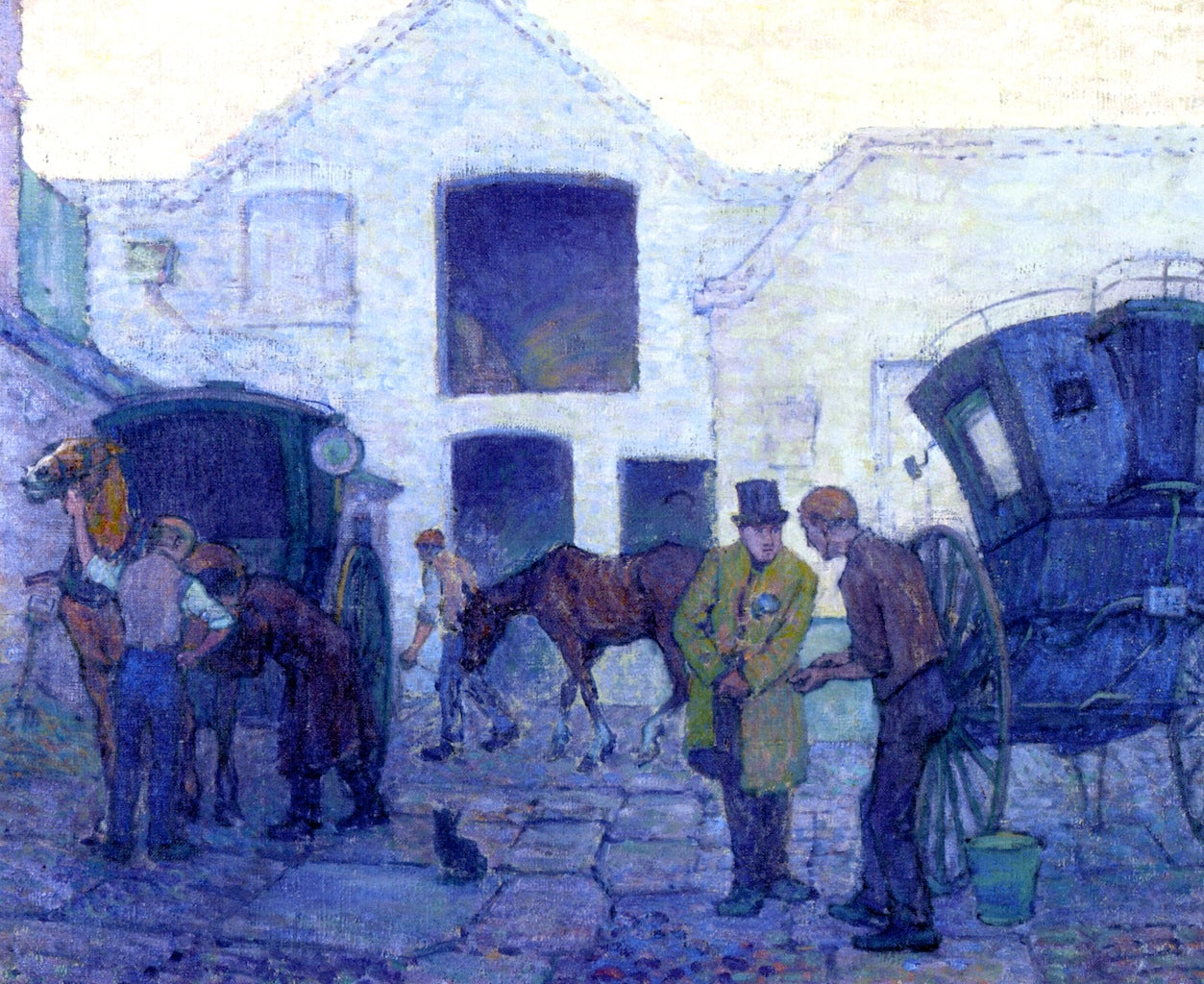 Cab Yard, St John's Rood, Evening, vintage artwork by Robert Bevan, 12x8" (A4) Poster