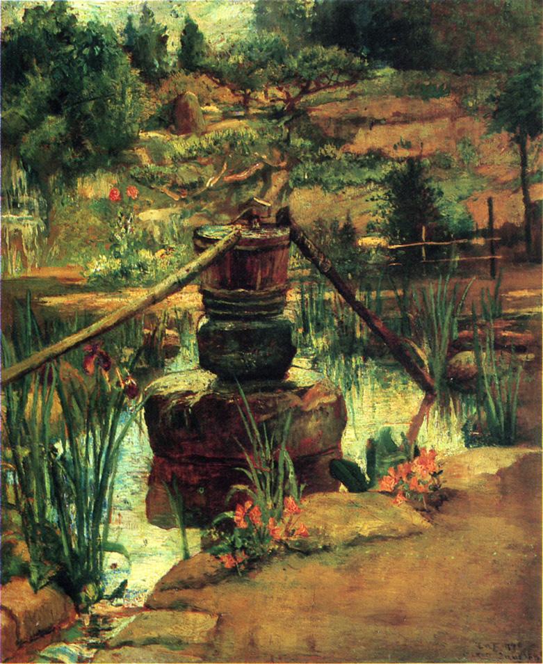 The Fountain in Our Garden at Nikko, vintage artwork by John La Farge, 12x8" (A4) Poster