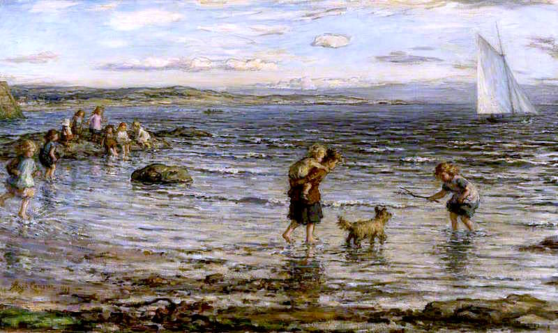 Caller Air, Largo Bay, vintage artwork by Hugh Cameron R.S.A., R.W.S., 12x8" (A4) Poster