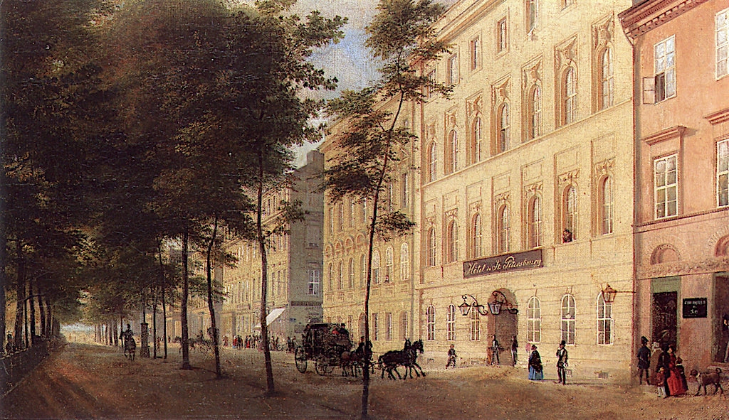 The Hôtel de St. Petersbourg, Unter den Linden, vintage artwork by Eduard Gaertner, A3 (16x12") Poster Print
