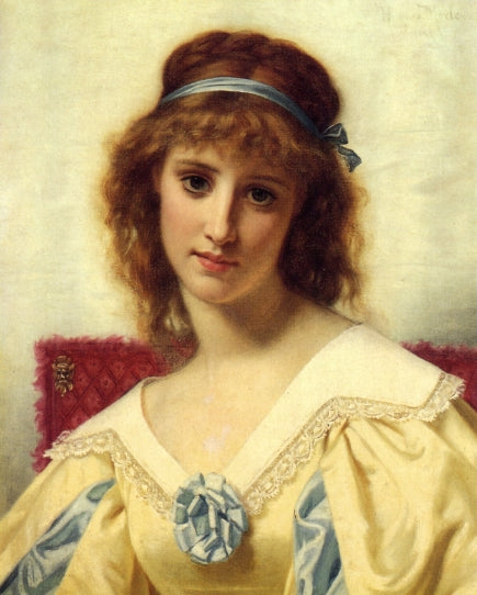 Portrait of a Young Beauty, vintage artwork by Hugues Merle, 12x8" (A4) Poster