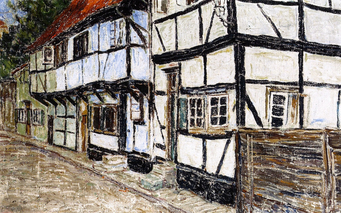 Half Timbered Houses, vintage artwork by Christian Rohlfs, 12x8" (A4) Poster
