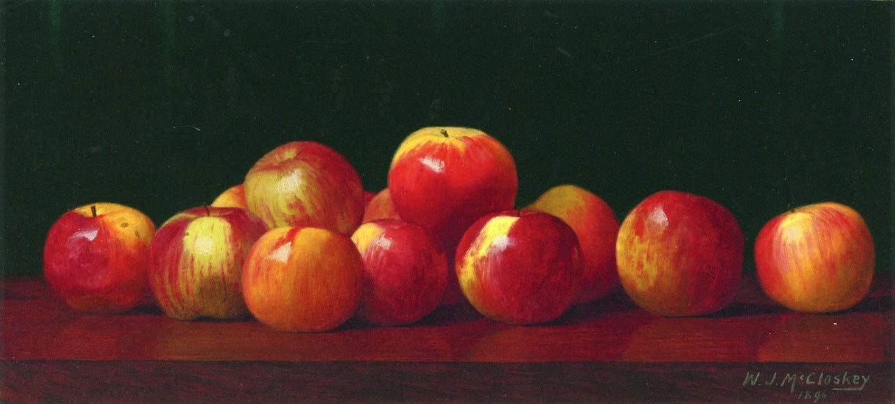 Apples on a Tabletop, vintage artwork by William Joseph McCloskey, 12x8" (A4) Poster
