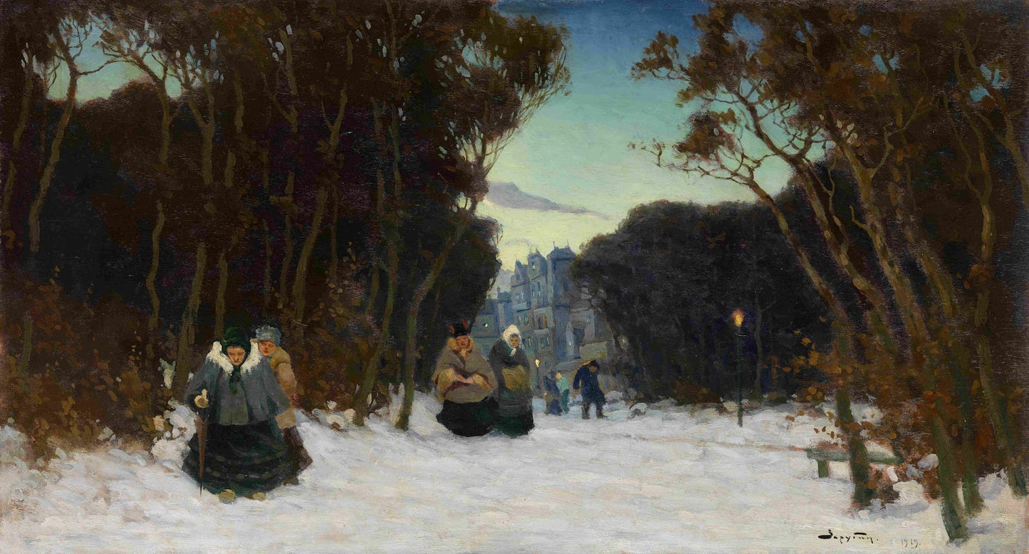 Winter Promenade by Viktor Ivanovich Zarubin,A3(16x12")Poster