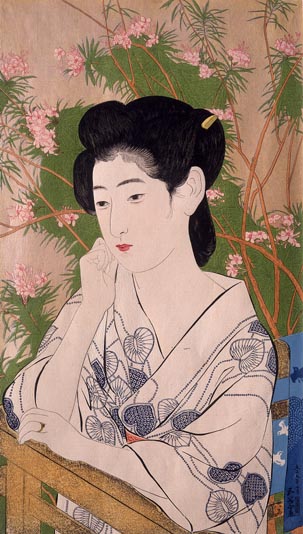 Hot Spring Hotel, vintage artwork by Goyō Hashiguchi, 12x8" (A4) Poster