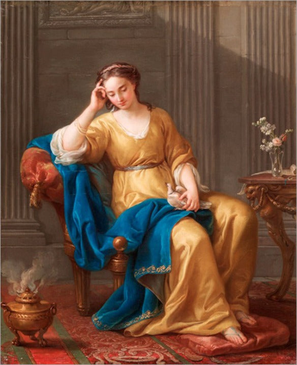 Sweet Melancholy, vintage artwork by Joseph Marie Vien, 12x8" (A4) Poster