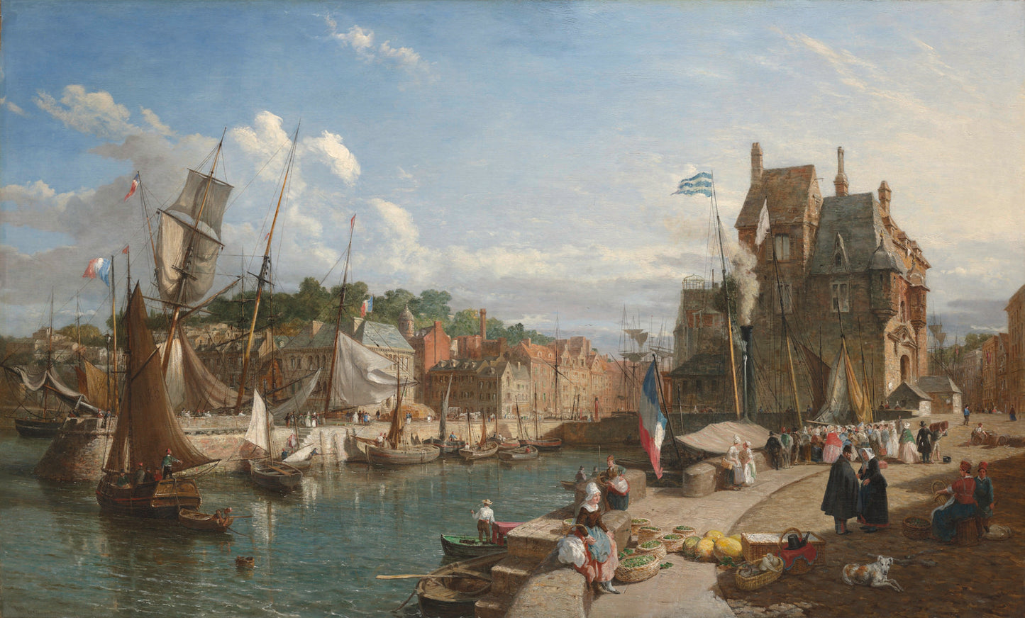 Honfleur, vintage artwork by William Parrott, A3 (16x12") Poster Print