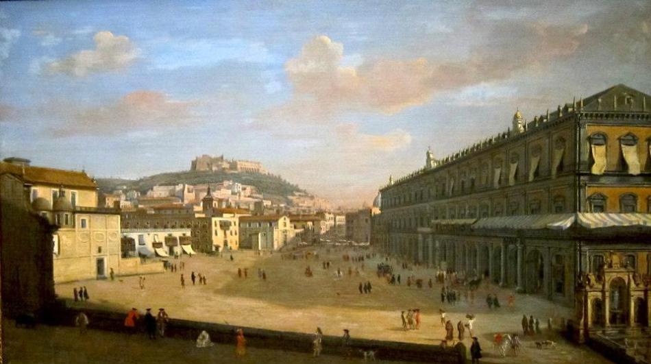 View of the Royal Palace at Naples, vintage artwork by Caspar van Wittel, 12x8" (A4) Poster