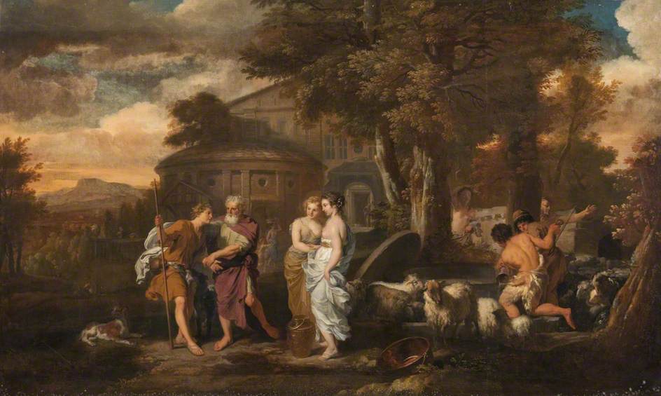 Jacob and Rachel at the Well of Haran, vintage artwork by Gerard de Lairesse, 12x8" (A4) Poster