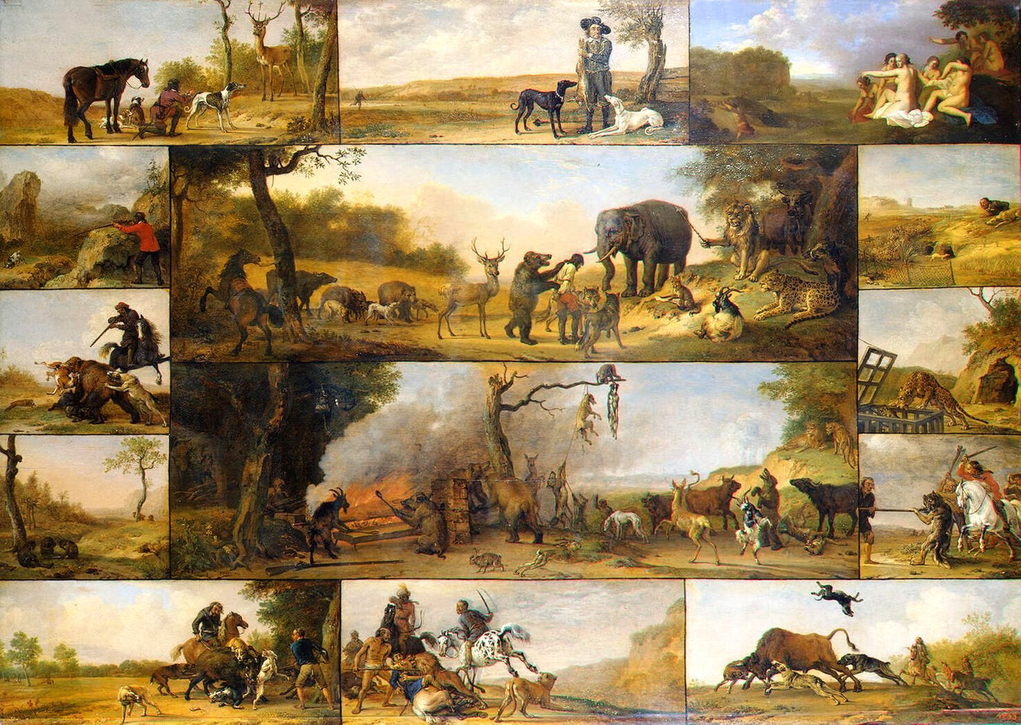 Punishment of a Hunter, vintage artwork by Paulus Potter, 12x8" (A4) Poster