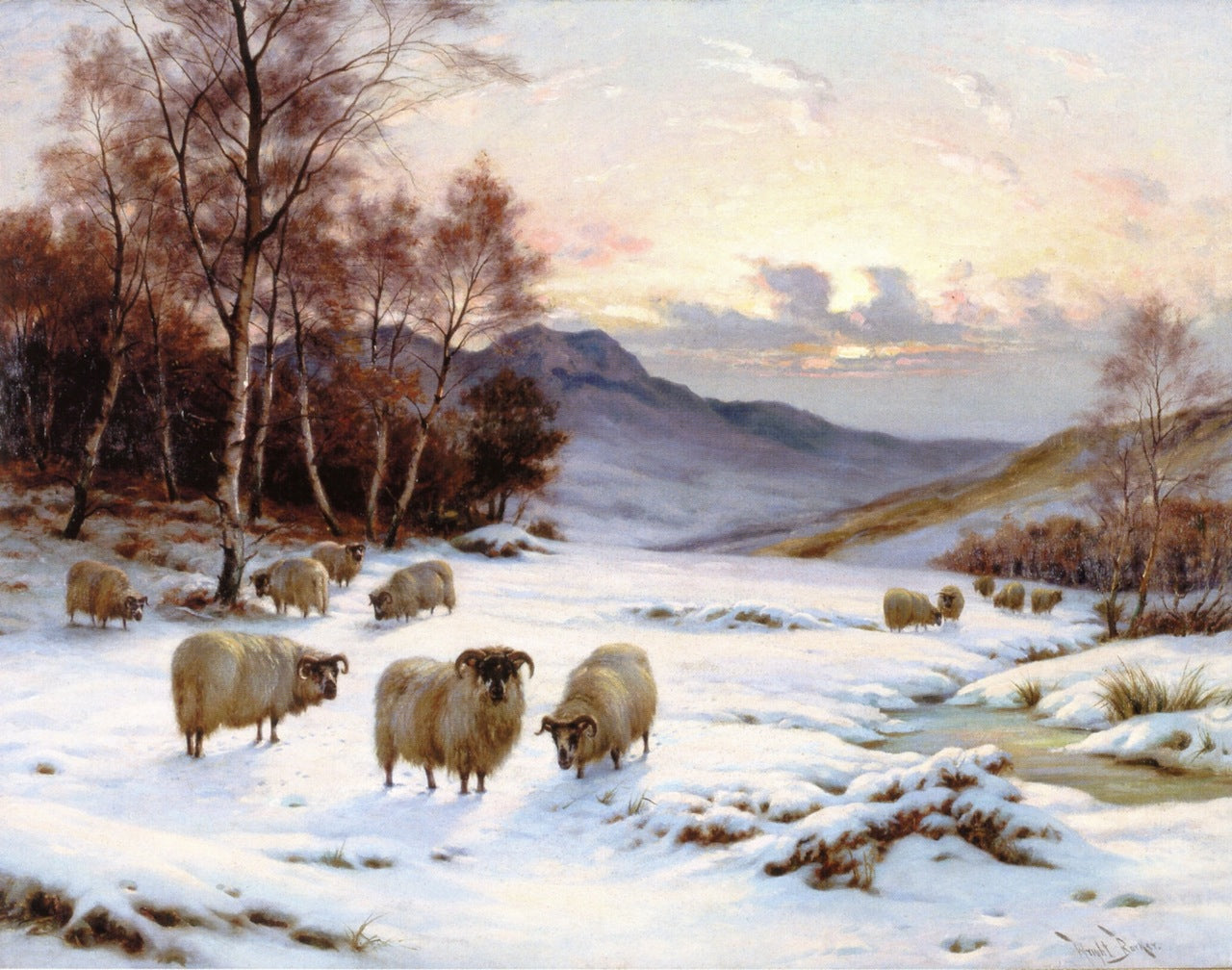 Winter Pasture, vintage artwork by Wright Barker, 12x8" (A4) Poster