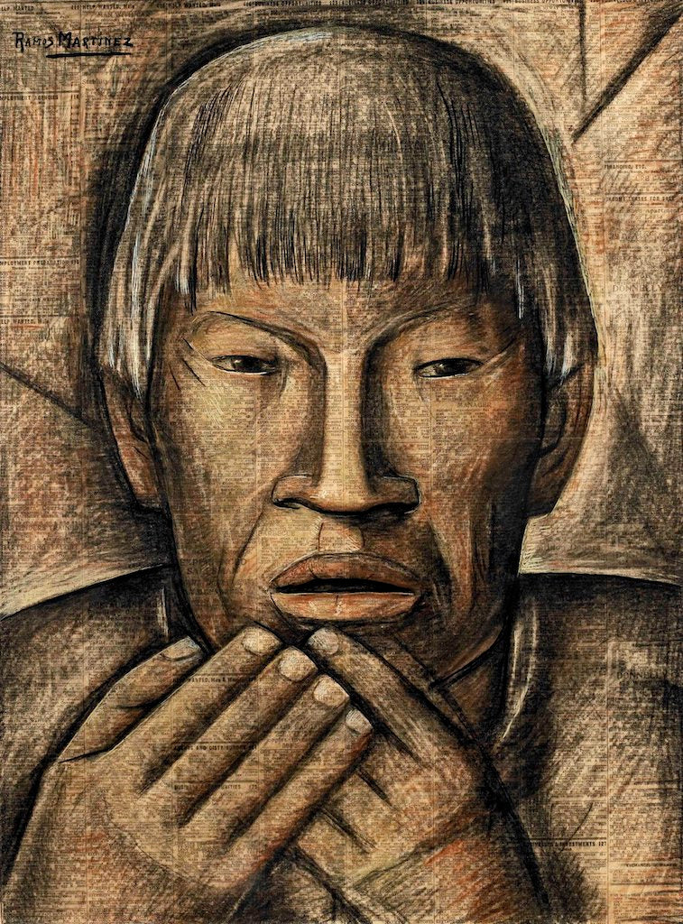 El Más Viejo del Pueblo, vintage artwork by Alfredo Ramos Martinez, 12x8" (A4) Poster