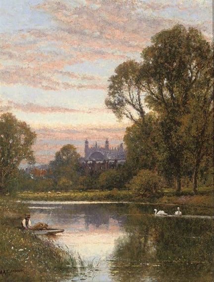 Eton College from the Thames, vintage artwork by Alfred Augustus Glendening Sr., 12x8" (A4) Poster