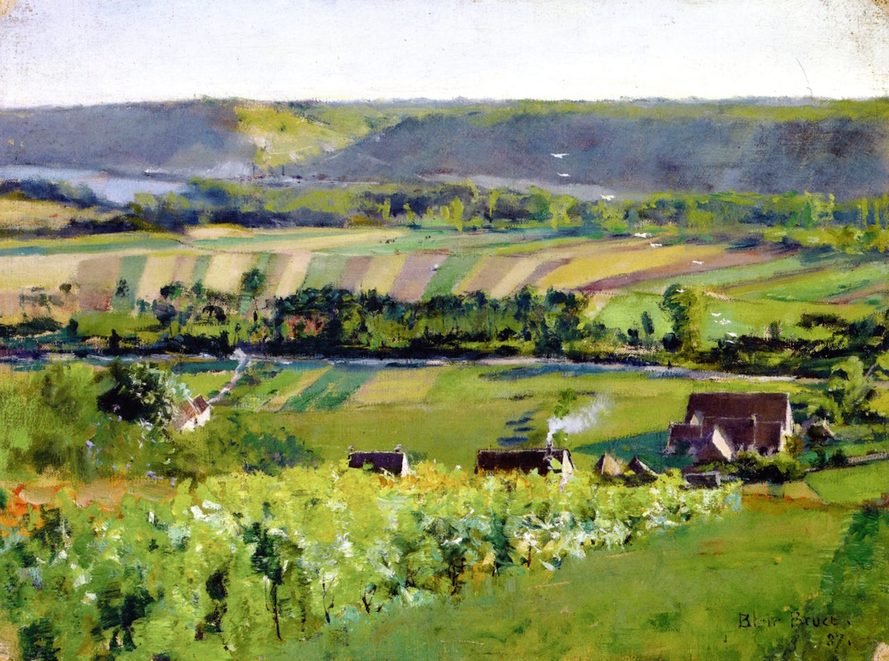 Farm Fields, Giverny, vintage artwork by William Blair Bruce, 12x8" (A4) Poster