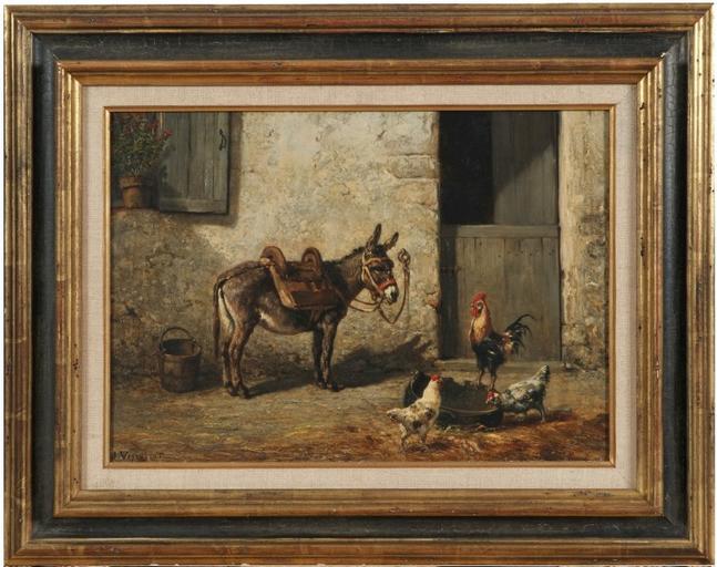 Cour de ferme, vintage artwork by Jules Jacques Veyrassat, A3 (16x12") Poster Print