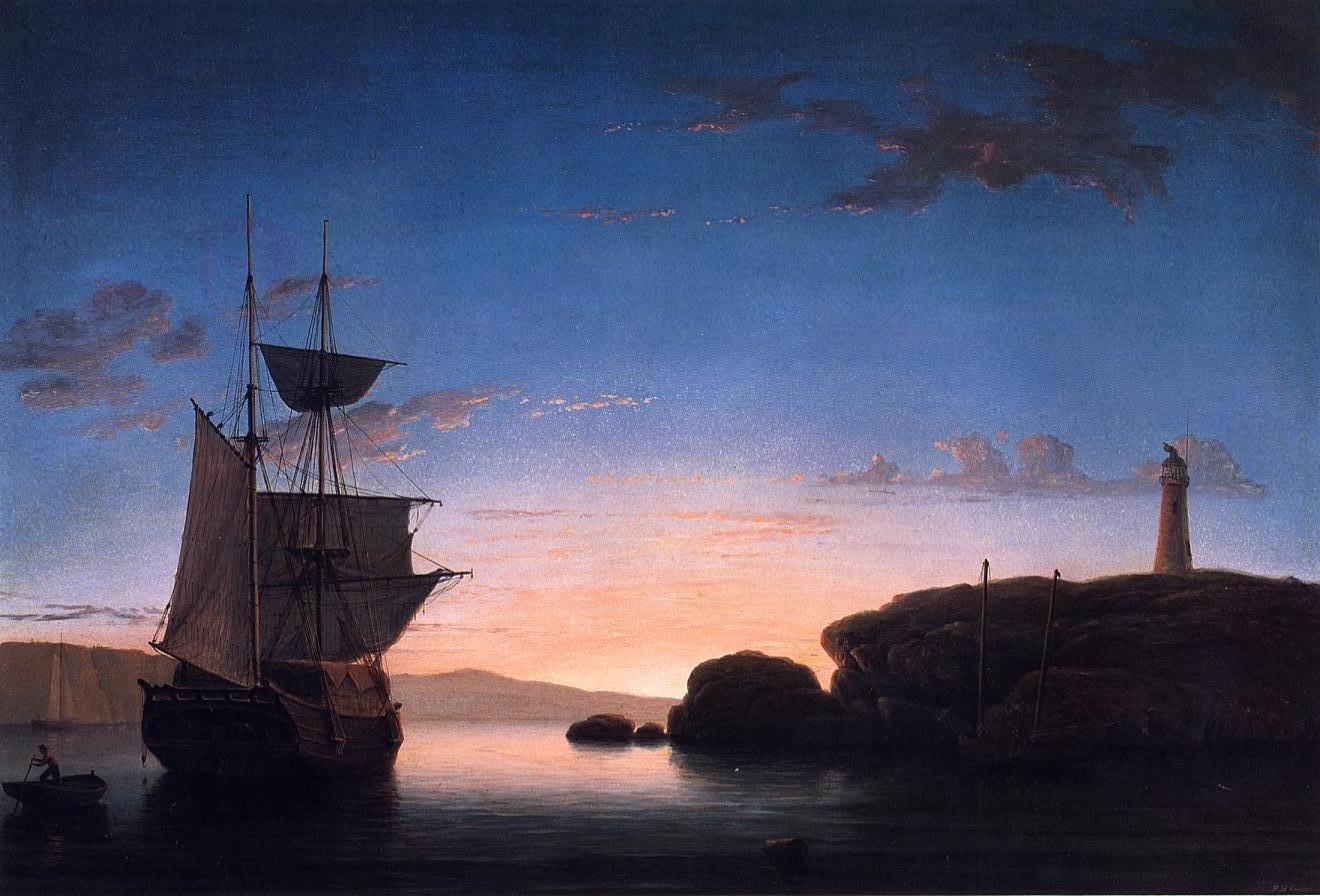 Fishing Party, vintage artwork by Fitz Henry Lane, A3 (16x12") Poster Print