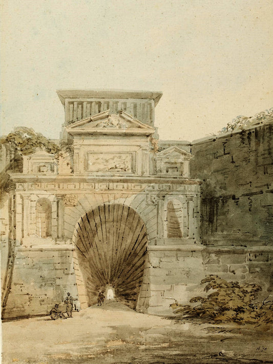 Entrance to the 'Grotto', Posilipo, vintage artwork by Thomas Girtin, 12x8" (A4) Poster
