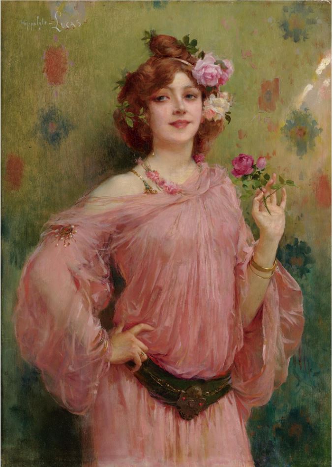 A Beauty in Pink by Marie-Felix Hippolyte-Lucas,A3(16x12")Poster
