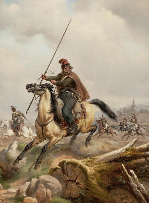 A Lancer on Horseback, vintage artwork by Niels Simonsen, A3 (16x12") Poster Print