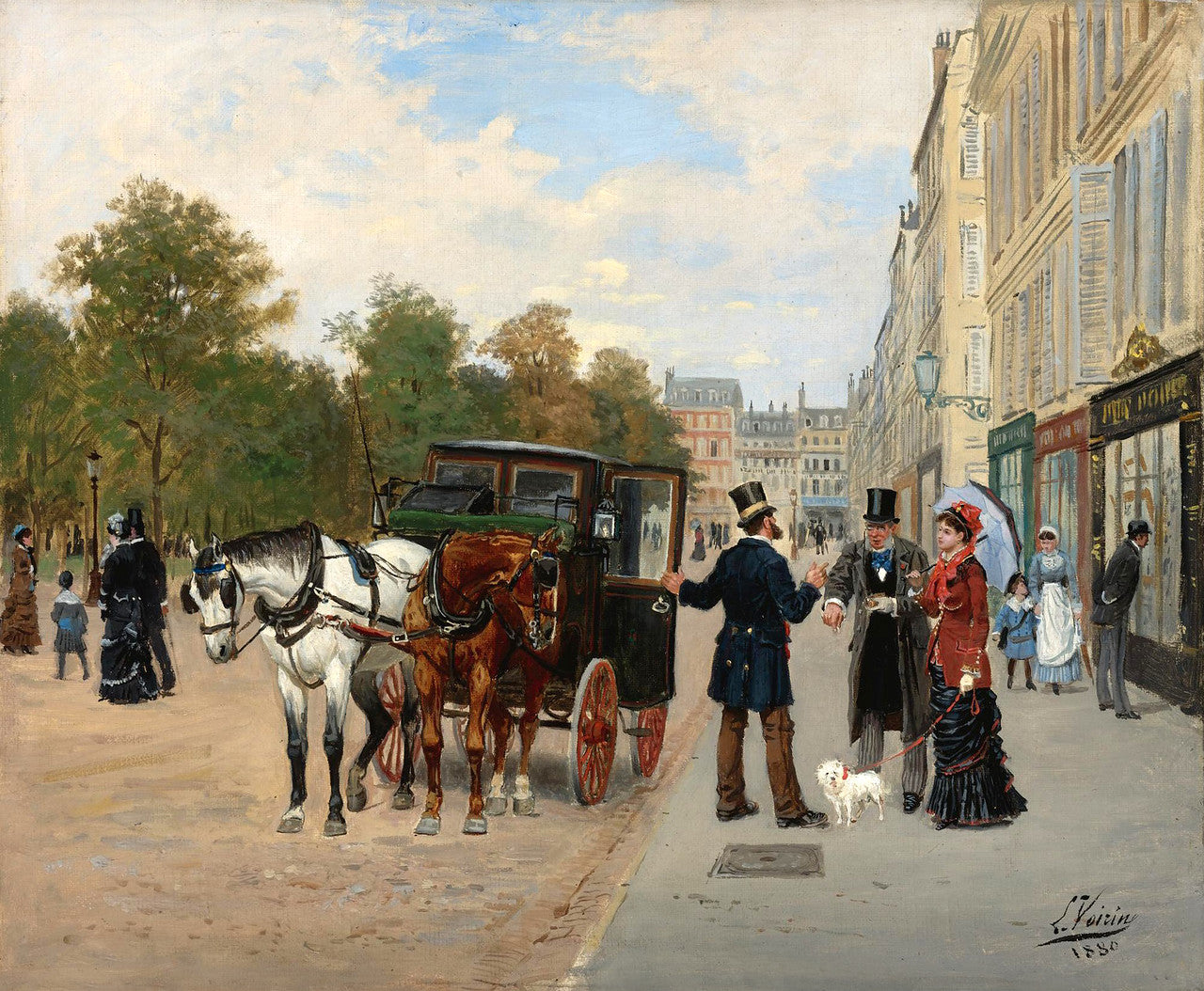 On the Boulevard of Paris, vintage artwork by Leon Joseph Voirin, 12x8" (A4) Poster