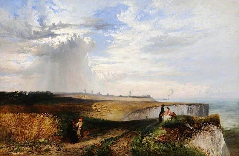 Coast Scene, Margate, Kent, vintage artwork by James Vivien De Fleury, 12x8" (A4) Poster