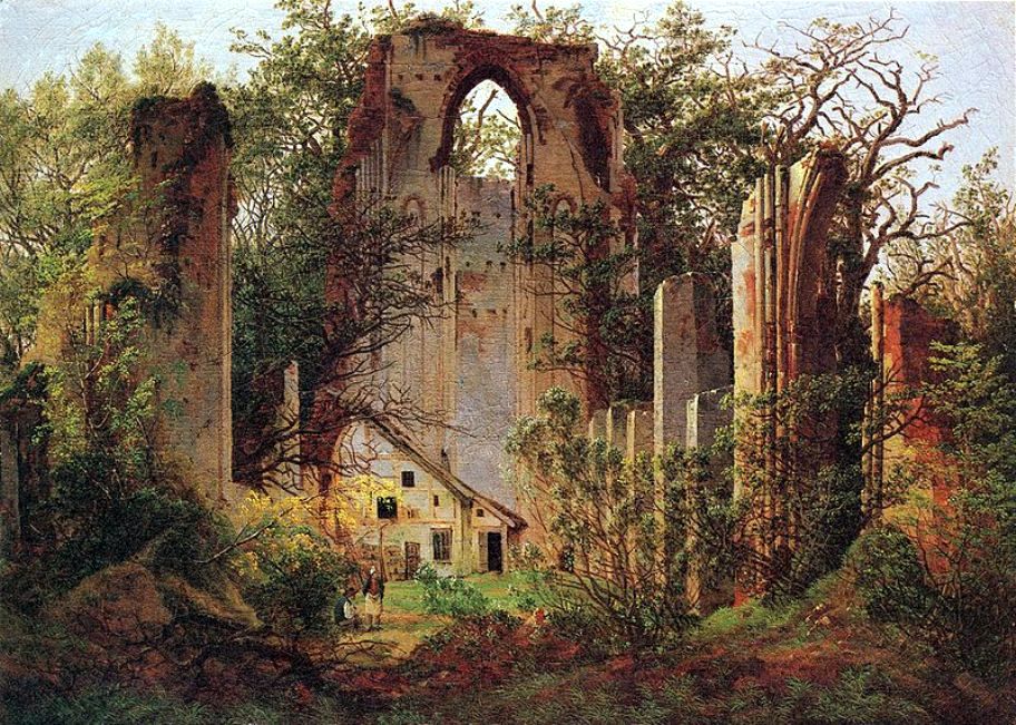 Ruins of Eldena, near Greifswald, vintage artwork by Caspar David Friedrich, 12x8" (A4) Poster