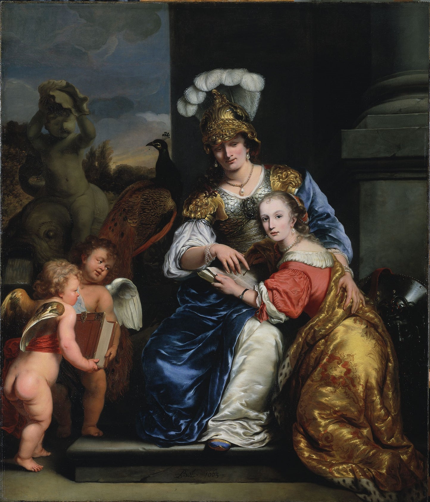 Allegory: Margarita Trip (1640-1714) with Anna Maria Trip (1652- 1681), vintage artwork by Ferdinand Bol, 12x8" (A4) Poster