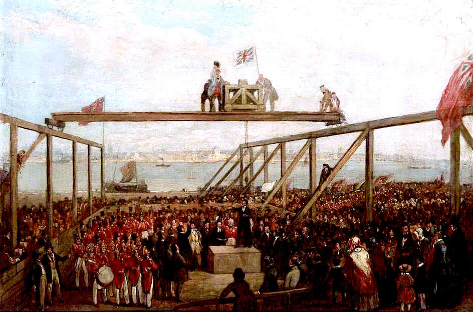 The Laying of a Foundation Stone, Birkenhead Docks, Wirral, vintage artwork by Edward Duncan, A3 (16x12") Poster Print