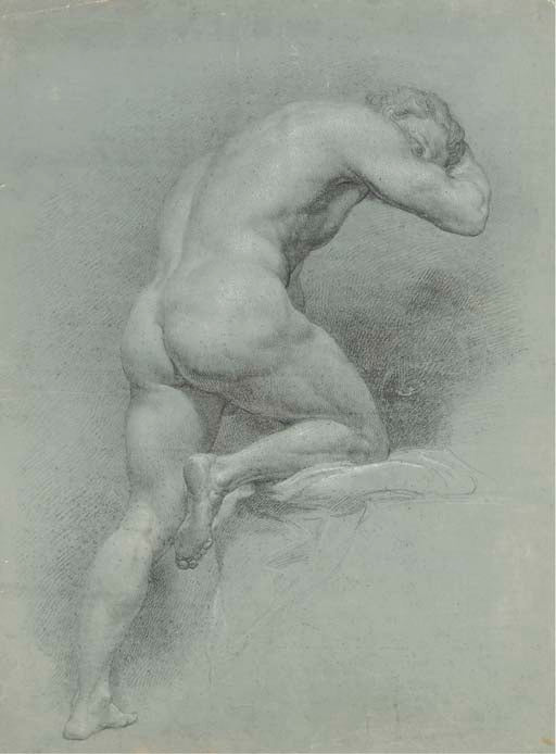 An Academic Nude, vintage artwork by Attributed to Pompeo Batoni, 12x8" (A4) Poster