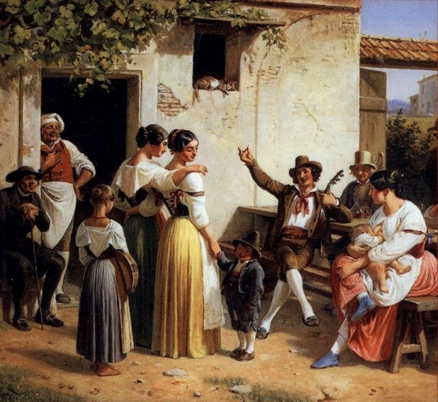 Allegrezza popolare all'osteria, vintage artwork by Wilhelm Marstrand, A3 (16x12") Poster Print