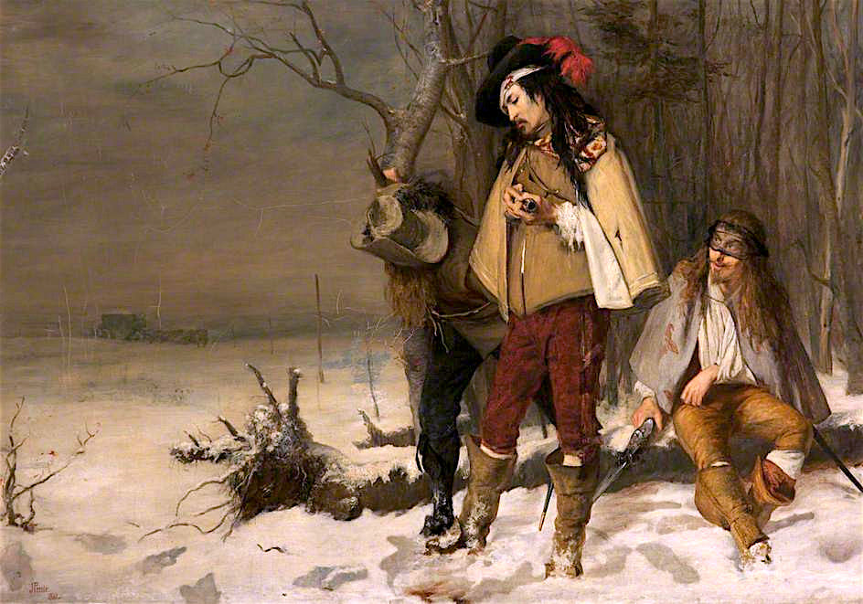 Distressed Cavaliers Turned Highwaymen, vintage artwork by John Pettie, RA, 12x8" (A4) Poster