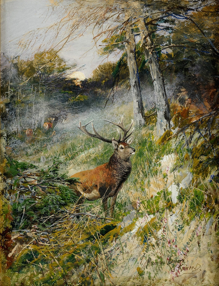 Evening in the Oberharz, vintage artwork by Christian Johann Kroner, 12x8" (A4) Poster