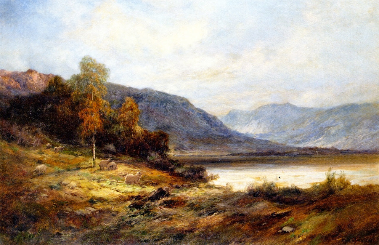 The Banks of Loch Kagrine, vintage artwork by Alfred de Breanski, Sr., 12x8" (A4) Poster