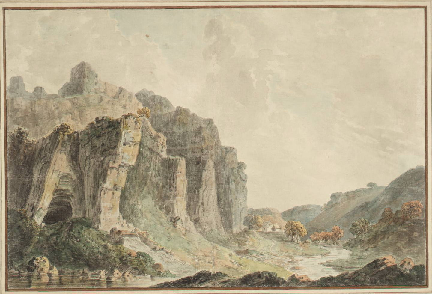 Cheddar Cliffs, vintage artwork by Thomas Daniell, 12x8" (A4) Poster