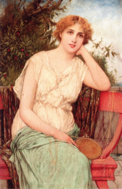 An Idle Moment, vintage artwork by Oliver Rhys, 12x8" (A4) Poster