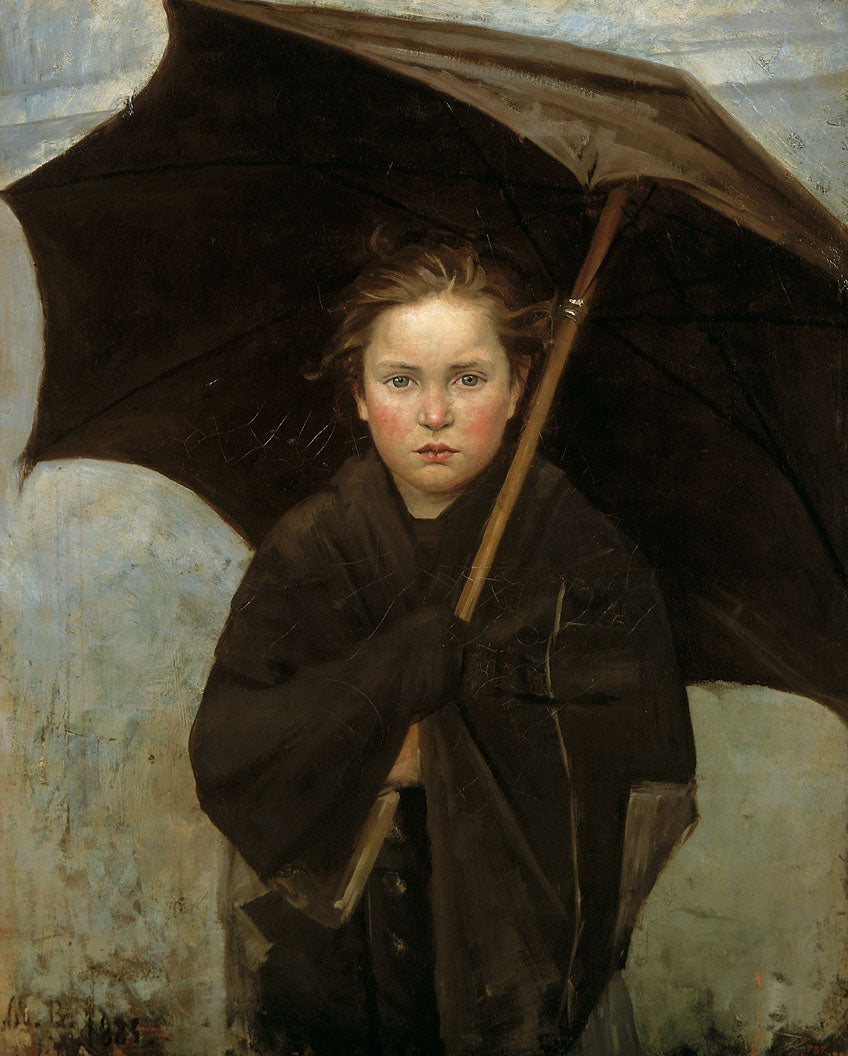 The Umbrella, vintage artwork by Marie Bashkirtseff, 12x8" (A4) Poster