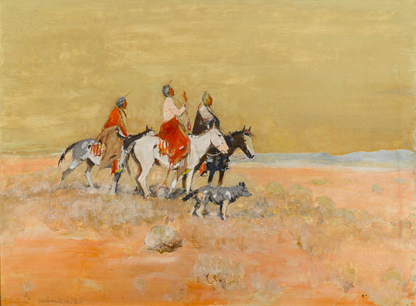 Three Indians on Horseback by Laverne Nelson Black,16x12(A3) Poster
