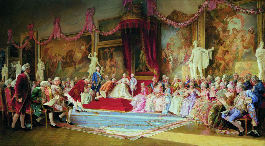 The Opening of the Imperial Academy of Arts, vintage artwork by Valery Yakobi, 12x8" (A4) Poster