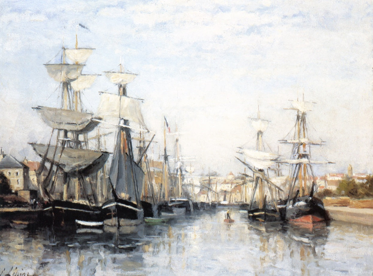 Caen - The Saint-Pierre Harbor, vintage artwork by Stanislas Lepine, 12x8" (A4) Poster