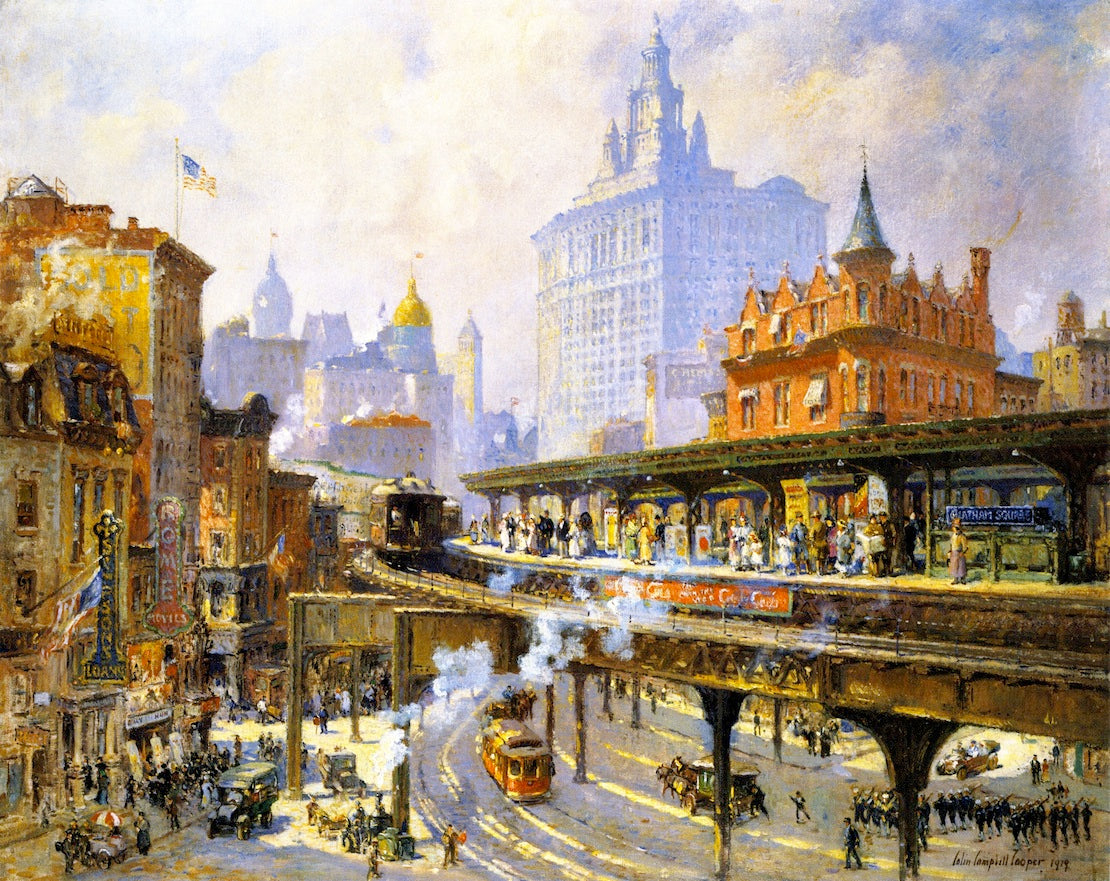 Chatham Square Station, New York by Colin Campbell Cooper,A3(16x12")Poster