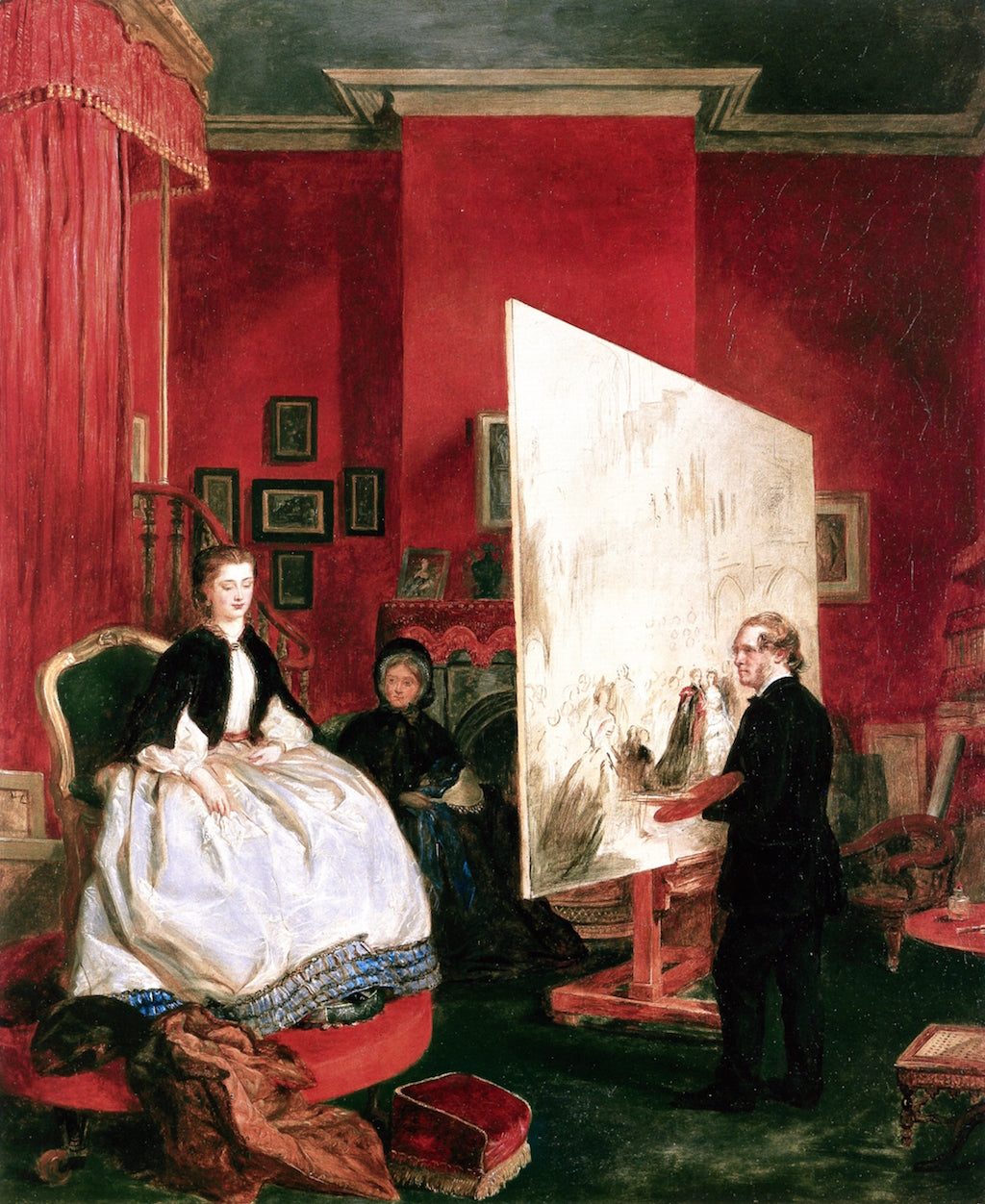Frith in His Studio Painting Alexandra, Princess of Wales, for 'The Marriage of the Price of Wales', vintage artwork by John Ballantyne, A3 (16x12") Poster Print