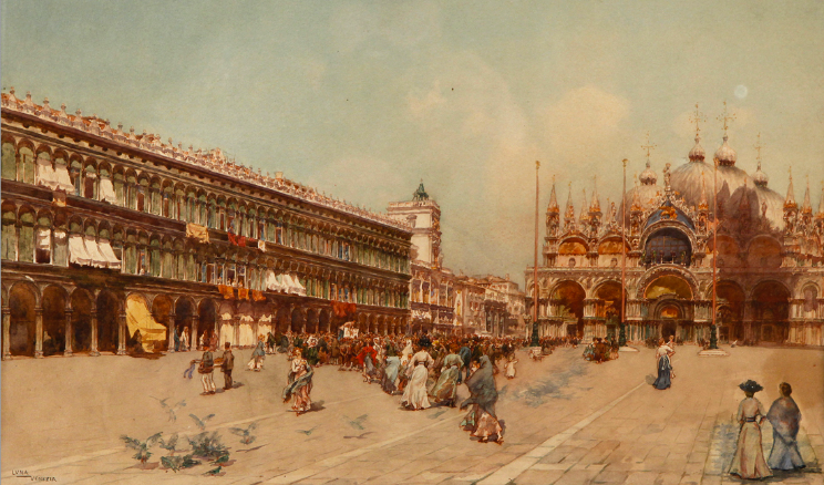 Piazzo San Marco, Venice by Juan Luna y Novicio,A3(16x12")Poster