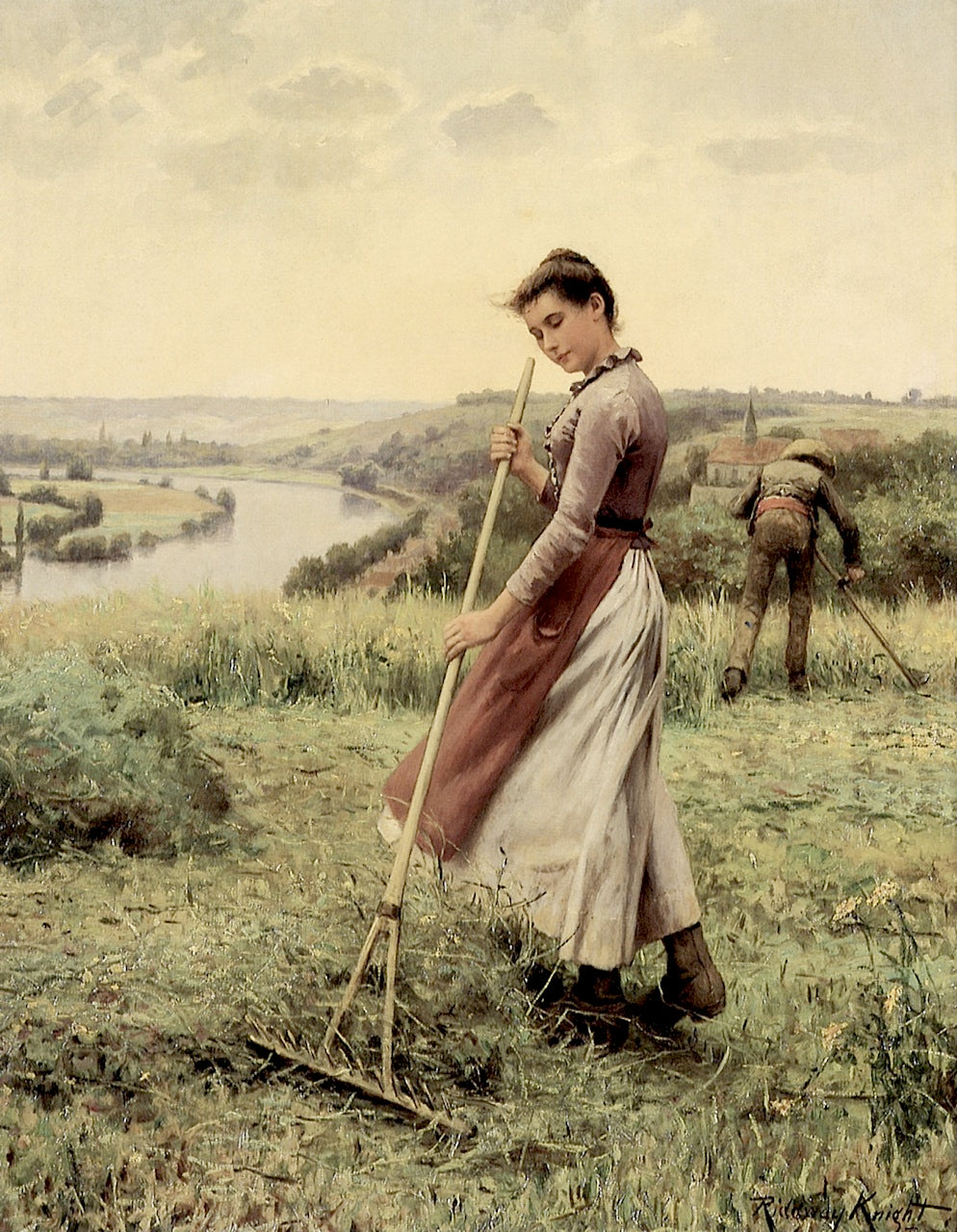 The Breezy Uplands, vintage artwork by Daniel Ridgway Knight, 12x8" (A4) Poster