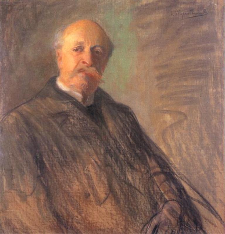 Portrait of Juliusz Kossak, vintage artwork by Leon Jan Wyczolkowski, 12x8" (A4) Poster