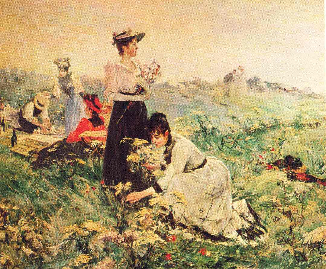 Picnic in Normandy, vintage artwork by Juan Luna y Novicio, 12x8" (A4) Poster